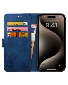 Rosso Element PU Leather Wallet Θήκη Πορτοφόλι με Stand - Blue (iPhone 15 Pro Max)