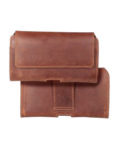 Royal Crazy Horse Belt Case - Universal Δερμάτινη Θήκη Ζώνης για Smartphone Size 3XL - 17 × 9 × 1.5 cm - Brown