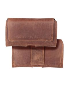 Royal Crazy Horse Belt Case - Universal Δερμάτινη Θήκη Ζώνης για Smartphone Size M - 15.5 × 7 × 1.5 cm - Brown