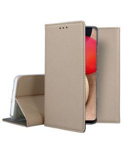 Forcell Smart Book Case με Δυνατότητα Stand Θήκη Πορτοφόλι Gold (Samsung Galaxy A02s)