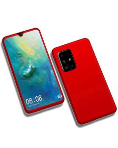 360 Full Cover Case & Tempered Glass - Red (Samsung Galaxy A41)