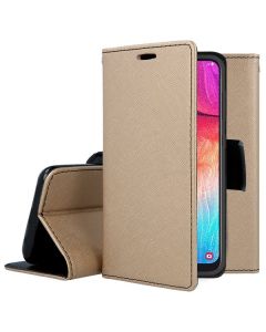 Tel1 Fancy Diary Case Θήκη Πορτοφόλι με δυνατότητα Stand Gold / Black (Samsung Galaxy A41)