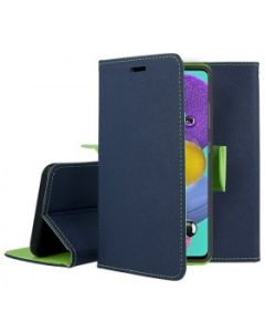 Tel1 Fancy Diary Case Θήκη Πορτοφόλι με δυνατότητα Stand Navy / Lime (Samsung Galaxy A41)