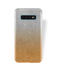 Forcell Glitter Shine Cover Hard Case Clear / Gold (Samsung Galaxy S10)