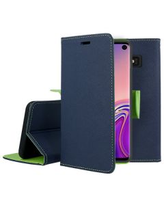 Tel1 Fancy Diary Case Θήκη Πορτοφόλι με δυνατότητα Stand Navy / Lime (Samsung Galaxy S10e)