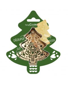 Scrap Cooking Cookie Cutter + Wood Embosser Fir Tree (SCC-2092) Ξύλινη Σφραγίδα Μπισκότων και Κουπ Πατ