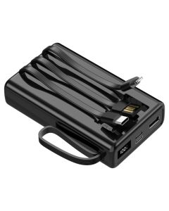 Setty SPB-LC-210 Power Bank with 3 Built-in Cables 10000mAh Εξωτερική Μπαταρία - Black - MT84510