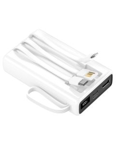 Setty SPB-LC-220 Power Bank with 3 Built-in Cables 20000mAh Εξωτερική Μπαταρία - White - MT84512