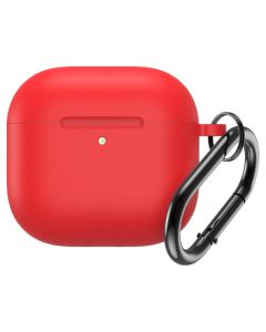 Soft Silicone Apple AirPods 4 Case with Carabiner Θήκη Σιλικόνης για Apple AirPods 4 - Red