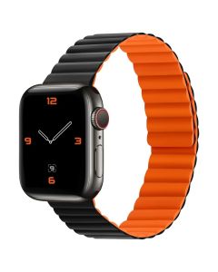 Silicone Magnetic Loop Double-sided Strap Black / Orange - Apple Watch 40/41/42mm (4/5/6/7/8/9/10/11/SE)