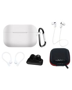 AirPods Pro 1/2 Silicone Case Set + Case/Ear Hook/Neck Strap/Watch Strap Holder/Carabiner Clasp - White