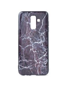 Hard Back Case with TPU Bumper Marble Red White (Samsung Galaxy J8 2018)
