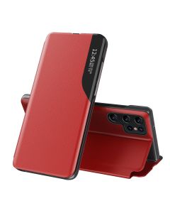 Smart View Flip Case Θήκη Πορτοφόλι με Stand - Red (Samsung Galaxy S22 Ultra 5G)