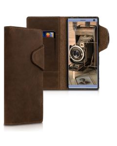 Kalibri Leather Wallet Case Δερμάτινη Θήκη Πορτοφόλι (47994.05) Καφέ (Sony Xperia 10)
