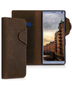 Kalibri Leather Wallet Case Δερμάτινη Θήκη Πορτοφόλι (48000.05) Καφέ (Sony Xperia 10 Plus)