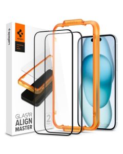 Spigen ALM Glas.tR 2-Pack Premium Tempered Glass (AGL06906) Black (iPhone 15)
