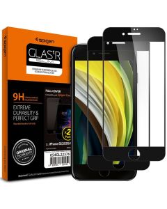 Spigen Oleophobic Coated Glas.tR Slim Premium Full Cover Tempered Glass 2-Pack (AGL01315) Black (iPhone 7 / 8 / SE 2020 / 2022)