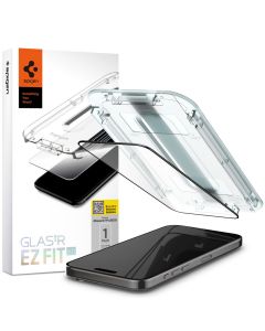 Spigen Full Face Oleophobic Coated Glas.tR EZ FIT (AGL06899) Premium Tempered Glass Black (iPhone 15 Pro)
