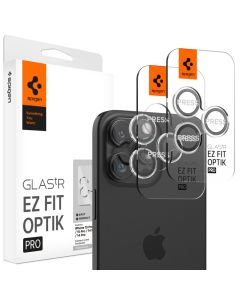 Spigen Optik Pro Glas.Tr ''EZ FIT'' Camera Lens Tempered Glass Prοtector (AGL06914) 2-Pack Crystal Clear (iPhone 14 Pro / 14 Pro Max / 15 Pro / 15 Pro Max / 16 Pro / 16 Pro Max)