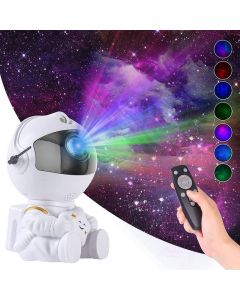 Sitting Astronaut Star Nebula LED Projector Προβολέας Αστροναύτης με Tηλεχειριστήριο