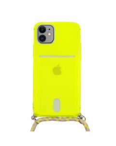 Strap Fluo Cord Silicone Case Θήκη με Λουράκι - Lime (iPhone 11)
