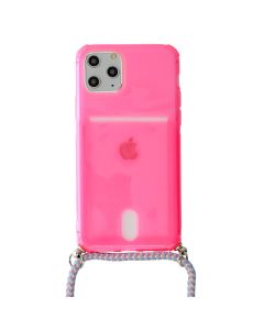 Strap Fluo Cord Silicone Case Θήκη με Λουράκι - Pink (iPhone 11 Pro)