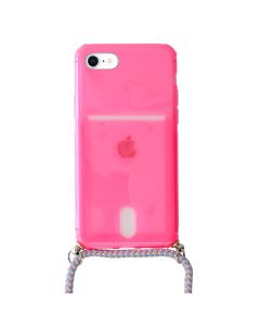 Strap Fluo Cord Silicone Case Θήκη με Λουράκι - Pink (iPhone 7 / 8 / SE 2020 / 2022)