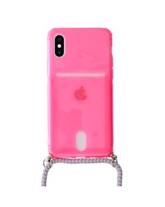 Strap Fluo Cord Silicone Case Θήκη με Λουράκι - Pink (iPhone X / Xs)