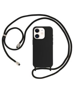 Strap Silicone Case with Round Neck Cord Lanyard - Black (iPhone 11)