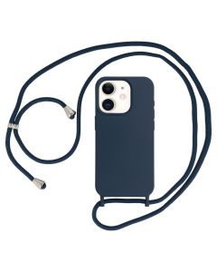 Strap Silicone Case with Round Neck Cord Lanyard - Navy (iPhone 11)
