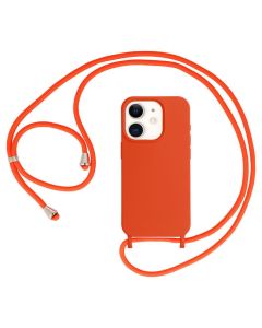 Strap Silicone Case with Round Neck Cord Lanyard - Orange (iPhone 11)