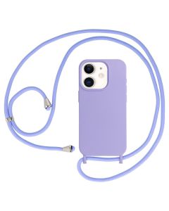 Strap Silicone Case with Round Neck Cord Lanyard - Purple (iPhone 11)