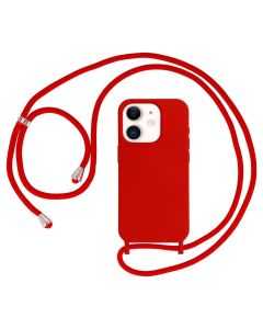 Strap Silicone Case with Round Neck Cord Lanyard - Red (iPhone 11)