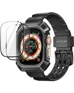 SUPCASE Unicorn Beetle Pro with 2x Tempered Glass Black - Ανθεκτικό Λουράκι Θήκη για Apple Watch Ultra 1/2 49mm