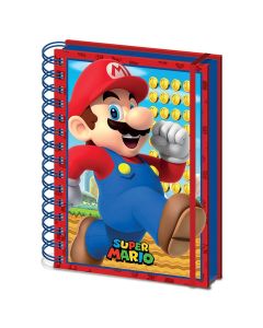 Super Mario A5 Wiro 3D Cover Notebook Σημειωματάριο Ριγέ με Λάστιχο
