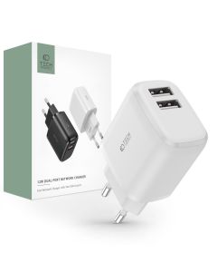TECH-PROTECT C12W 2-Port Network Charger USB-A 2.4A - White