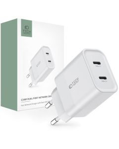 TECH-PROTECT C20W 2-Port Network Charger 20W Type-C PD - White