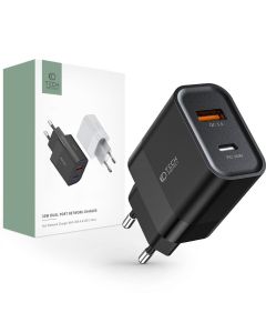 TECH-PROTECT C30W 2-Port Network Charger 30W Type-C PD / USB QC 3.0 PD - Black