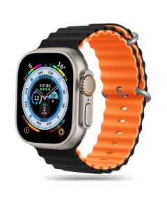 TECH-PROTECT Iconband Pro - Black / Orange - Λουράκι Σιλικόνης για Apple Watch 44/45/46/49mm (4/5/6/7/8/9/10/11/SE/ULTRA 1/2/3)