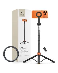 TECH-PROTECT L10S MagSafe Bluetooth Wireless Tripod / Selfie Stick για Κινητά - Black / Orange - MT83123