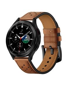 TECH-PROTECT Leather Watch Band Brown για Samsung Galaxy Watch 4 / 5 / 5 Pro / 6 / 7 / FE (40/42/43/44/45/46/47mm)