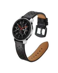 TECH-PROTECT Leather Watch Band Black (περιλαμβάνει τα μεταλλικά κουμπώματα) για Samsung Galaxy Watch 46mm