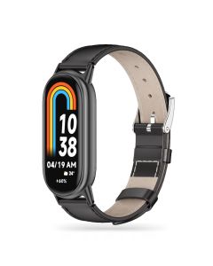 TECH-PROTECT Leatherfit Watch Band Black για Xiaomi Smart Band 8 / 8 NFC