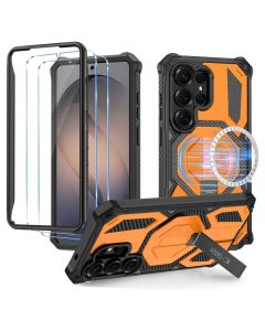 TECH-PROTECT MagΒlast MagSafe Case + 2-Pack Glass Ανθεκτική Θήκη Black / Orange (Samsung Galaxy S26 Ultra) - MT83542