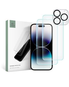 TECH-PROTECT Supreme Tempered Glass Set 2+1 Pack Σετ Προστασίας Οθόνης και Κάμερας - Clear (iPhone 14 Pro)