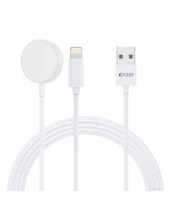 TECH-PROTECT Ultraboost 2in1 Lightning Cable with Wireless Charger for Apple Watch 1.5m - White