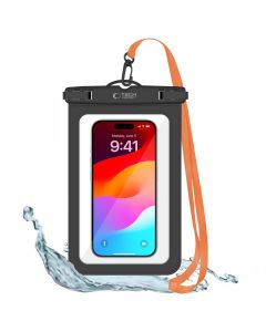 TECH-PROTECT UWC9 Universal Waterproof Phone Case - Αδιάβροχη Θήκη για Κινητά έως 8.9'' Black / Orange