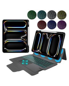 Techsuit KeyTab Pro + Screen Protector with RGB Wireless Keyboard / Pen Holder Black (iPad Pro 13'' 2024 / 2025)