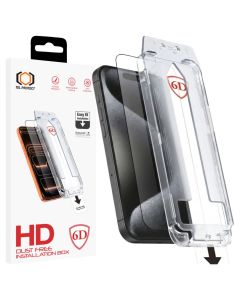 Tel Protect Dust-Free Easy Fit Full Glue Αντιχαρακτικό Γυαλί 9H Tempered Glass Black (iPhone 15) - MT83763