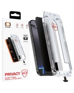 Tel Protect Dust-Free Easy Fit Privacy Full Glue Αντιχαρακτικό Γυαλί 9H Tempered Glass Black (iPhone 15 Pro) - MT83786